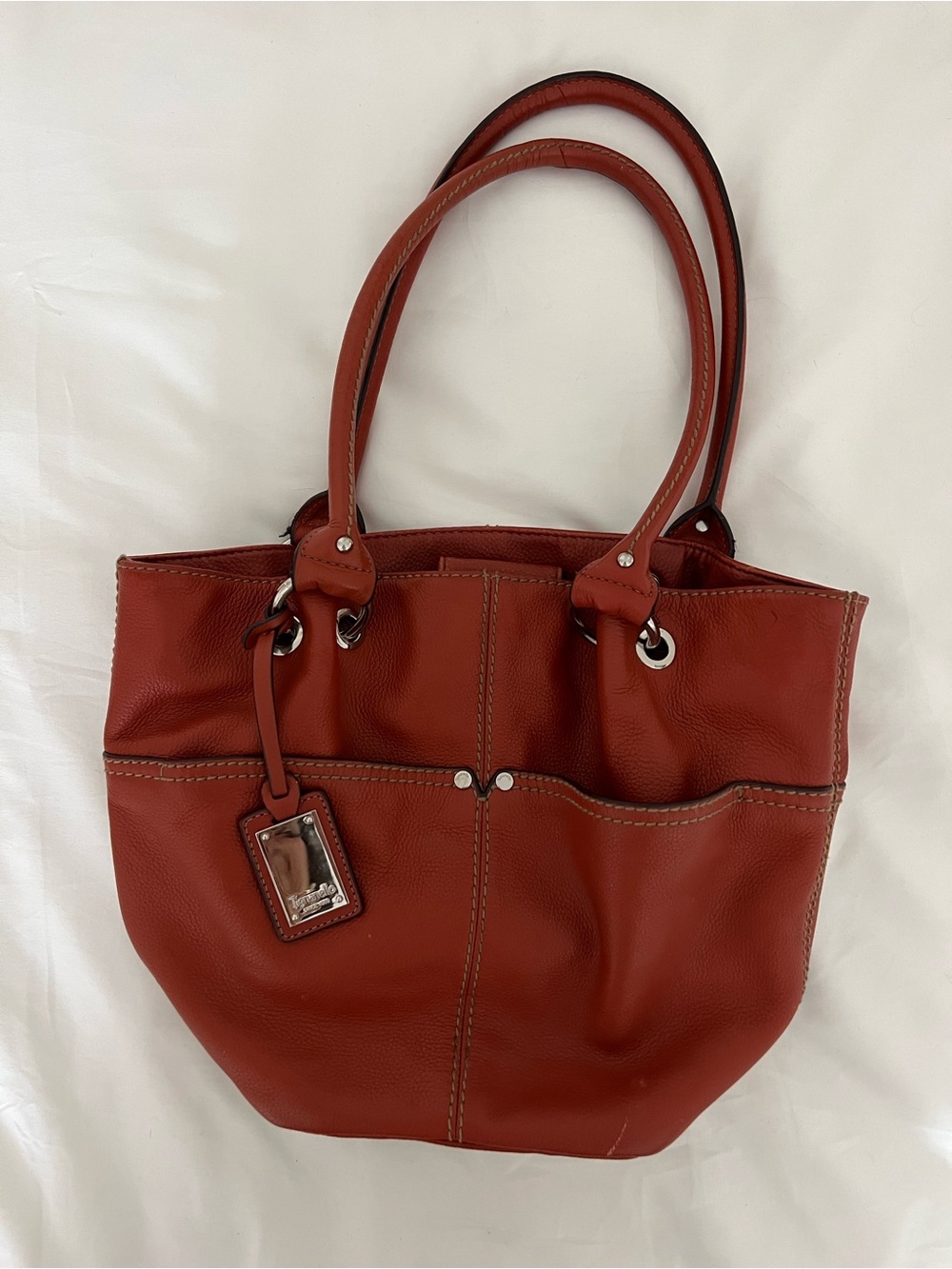 Rust Red Leather Tote with Double Handles